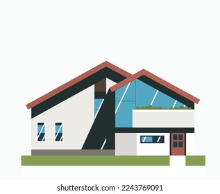 Moderne Haus-Vektorarchitektur. Ideen für Immobilien. Vorderansicht