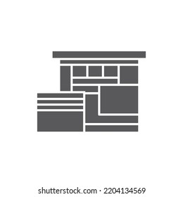 Icono de glifo vectorial de casa moderna, mansión, residencia, ilustración, inmueble, logotipo