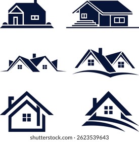 Conjunto de ícones do vetor da casa moderna - Elementos do projeto do logotipo do imóvel e do telhado