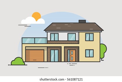 Modern house in vector illustration