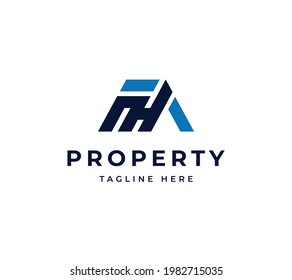 diseño moderno del logotipo vectorial de la casa. diseño del logotipo de la carta FH. vector de logotipo de propiedad minimalista