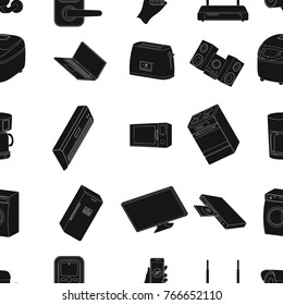 Modern household appliances black icons in set collection for design.Household items vector symbol stock web illustration.