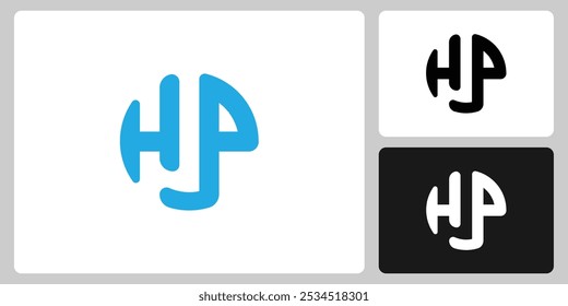 Modern HP letter logo with abstract design in blue, black, and white. Perfect for branding, business identity, and professional projects