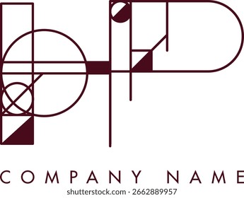 Logotipo moderno de HP con un monograma dentro de un marco circular en estilo minimalista, ideal para la marca. El diseño muestra Formas abstractas con líneas limpias que enfatizan la elegancia y el profesionalismo.