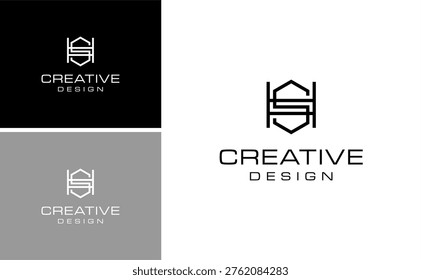 Modern HS SH Logo Design Monogram Line Art Minimalist Geometric Letter Mark Elegant Luxury Branding Identity Corporate Vector
