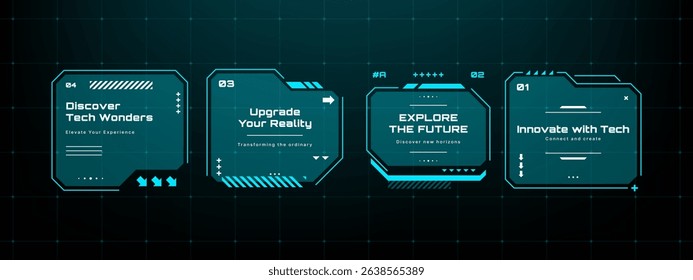 Modern  HUD graphical user interface abstract vector. Heads up display futuristic technology design. Abstract data visualization for digital presentation. Vector graphics. 