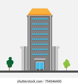 A modern huge skyscraper, a residential building. Vector illustration.