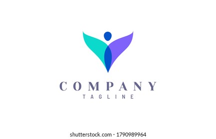 Modern human care vector design concept. Suitable as a logo to represent freedom, creativity and happiness.