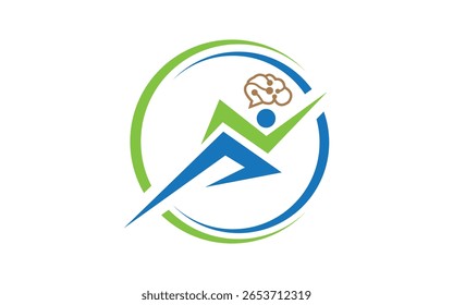 Icono humano moderno del cerebro del círculo o diseño creativo y elegante del logotipo del Vector