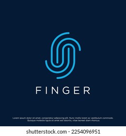Modern human fingerprint logotype. Fingerprint for identity, business card, technology, digital.