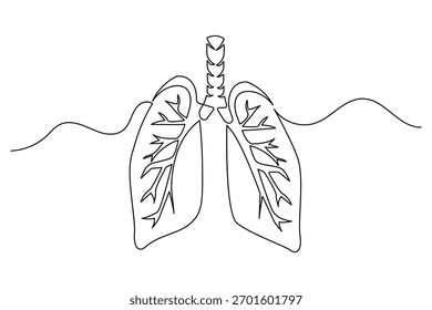 Modernos pulmones humanos continuos de una línea minimalista esquema de arte