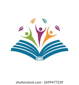 Modern human open book school logo design template