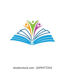 Plantilla de diseño de logotipo de escuela de libro abierto humano moderno