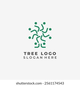 Modern human tree logo symbol of balance between humans and nature