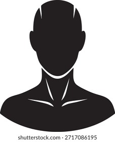 Modern Humanoid Robot Bust Head and Shoulders Profile Silhouettes isolated on white background