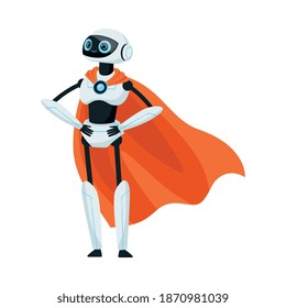 Modern Humanoid or Robotic Device Wearing Red Cloak Vector Illustration