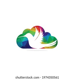 Modern Hummingbird cloud design vector illustration, Creative Hummingbird logo template, icon symbol with white background.