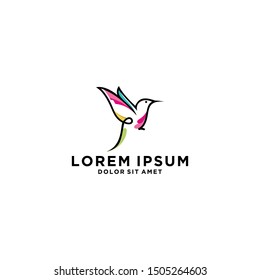 Modern Hummingbird Logo simple fying - Vector