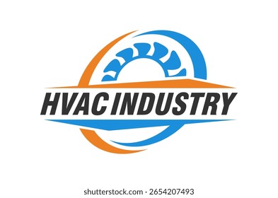 Modern HVAC industry logo design. exhaust fan and circle element. Heating, Ventilation, and Air Conditioning Vector illustration.
