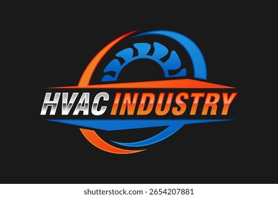 Modern HVAC industry logo design. exhaust fan and circle element. Heating, Ventilation, and Air Conditioning Vector illustration.