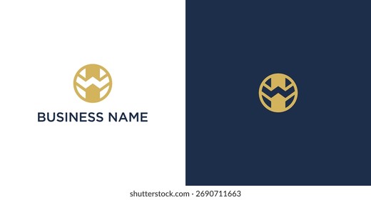 Diseño moderno del logotipo del círculo del monograma de HW para la marca Corporativa