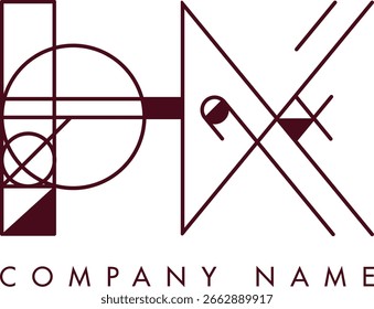 Modern HX logo featuring a monogram within a circular frame in minimalist style, ideal for branding. The design showcases abstract shapes with clean lines emphasizing elegance and professionalism.
