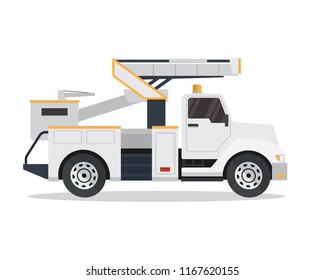 Modern Hydraulic Bucket Truck Illustration In Isolated White Background