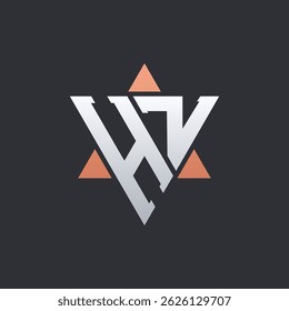 Modern HZ Letter Logo Design with Geometric Triangle Elements. HZ Logo Initials