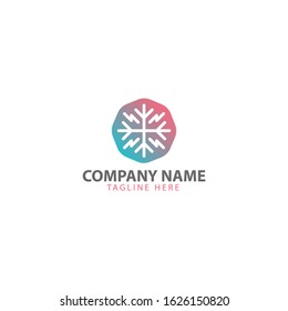 Modern ice flake or snowflake logo with electrify on the pink color
