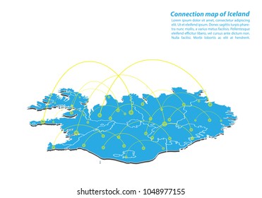 Modern of iceland Map connections network design, Best Internet Concept of iceland map business from concepts series, map point and line composition. Infographic map. Vector Illustration.