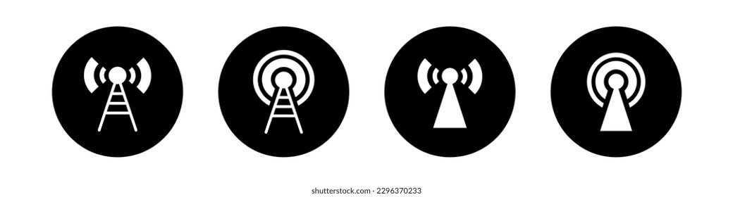 Modern icon with black antenna for web and app design. Wifi signal illustration.