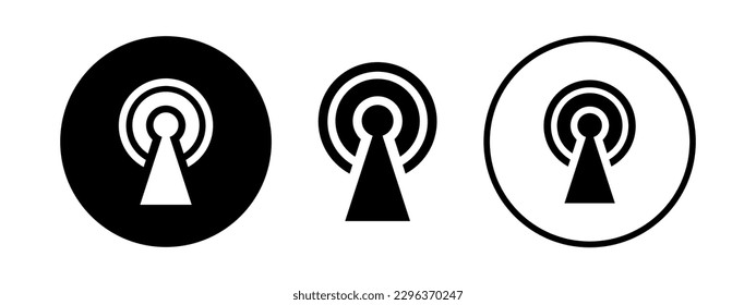 Modernes Symbol mit schwarzer Antenne für Web- und App-Design. Wifi-Signalgrafik.