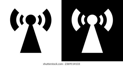 Modernes Symbol mit schwarzer Antenne für Web- und App-Design. Wifi-Signalgrafik.