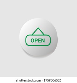 Moderno botón de icono abierto vector de diseño aislado en fondo blanco