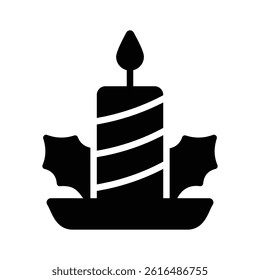 Modern icon of christmas candle crafted in glyph style