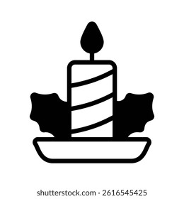 Modern icon of christmas candle crafted in glyph style