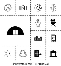 Modern icon. collection of 13 modern filled and outline icons such as sun, money case, pie chart, building, heart mobile, equalizer. editable modern icons for web and mobile.