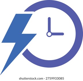 Modern icon combining electricity and time elements in a circular design Vector - Powered by Shutterstock - Get 15% off with code: PIKWIZARD15