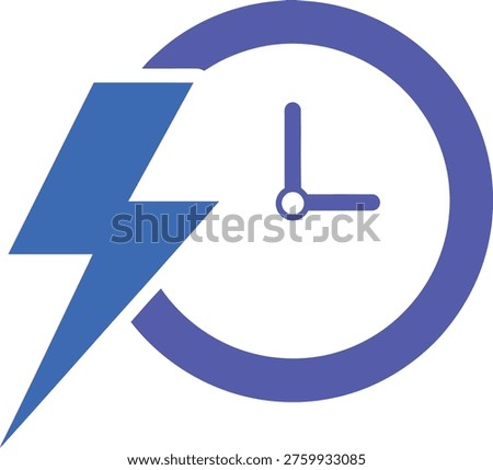 Modern icon combining electricity and time elements in a circular design Vector
