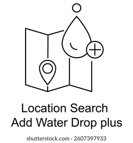 A modern icon combining location search, water sustainability, and added features for enhanced decision-making. It represents eco-conscious site selection, emphasizing water availability.