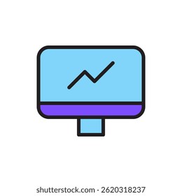 Modern Icon of Computer Monitor Displaying Data Analytics and Growth Trends for Effective Digital Marketing and Internet Strategy Planning