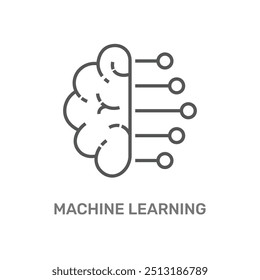 Eine moderne Ikone, die ein mit Schaltkreisen integriertes Gehirn darstellt, das maschinelles Lernen und künstliche Intelligenz symbolisiert. Diese Grafik stellt die Verschmelzung von menschlichem Intellekt und fortschrittlicher Technologie dar.