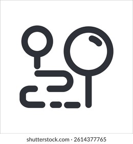 A modern icon depicting multiple location pins, perfect for representing multiple destinations or locations on a map.