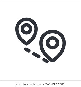 A modern icon depicting multiple location pins, perfect for representing multiple destinations or locations on a map.