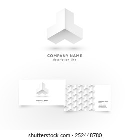 Modern icon design geometric shape element with business card template. Best for identity and logotypes.