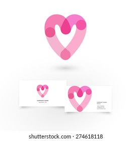 Modern icon design heart shape logo element with business card template. Best for identity and logotypes.