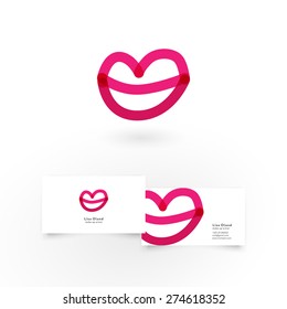 Modern icon design lips shape logo element with business card template. Best for identity and logotypes.