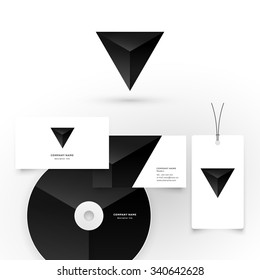 Modern icon design logo element. Elegant minimal style corporate identity template with logo. Compact disk, label and business card design. Vector illustration.