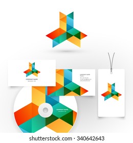 Modern icon design logo element. Elegant minimal style corporate identity template with logo. Compact disk, label and business card design. Vector illustration.