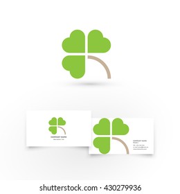 Modern icon design logo element with business card template. Best for identity and logotypes. Clover.